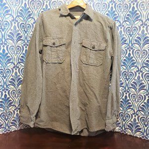 New Dakota Grizzly Gray Cotton Flannel Button up Work Shirt Size L